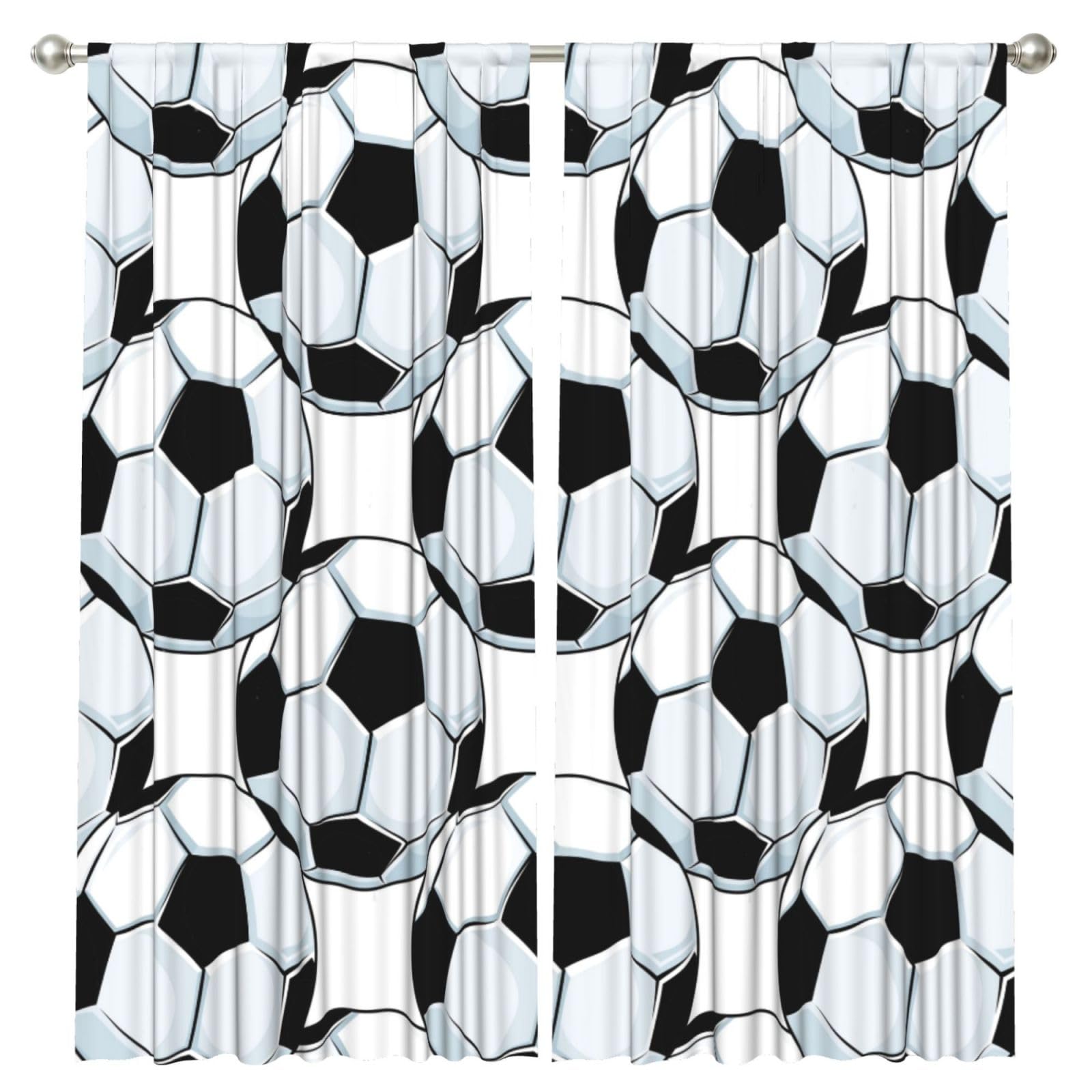 InOmak Football Soccer Balls Sports, 2 Panels Window Curtains 52 x 84 Inch Blackout Curtains for Living Room Bedroom
