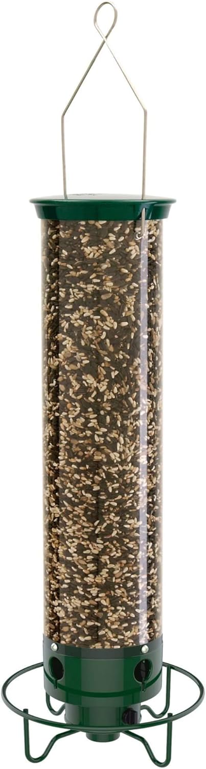 Droll Yankees YF-M Yankee Flipper Squirrel-Proof Wild Bird Feeder with Weight Activated Rotating Perch - 5Lbs Seed Capacity and Wagner's 76027 Black Oil Sunflower Wild Bird Food, 25-Pound Bag