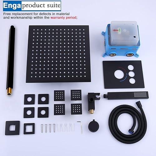 Miniatura 22 de Enga Sistema de chorros de ducha termostáticos (puede utilizar todas las funciones a la vez), cabezal de ducha LED de lluvia de 12 pulgadas montado