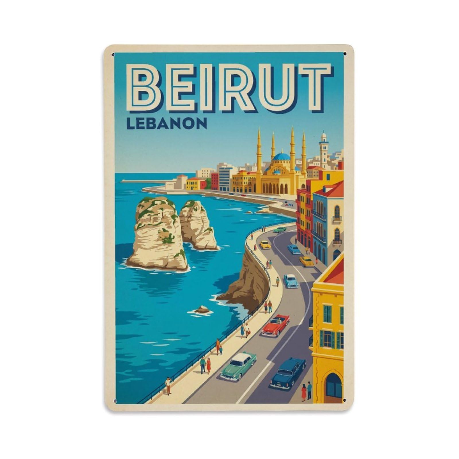 Metal Tin Sign Vintage Travel Lebanon Beirut
