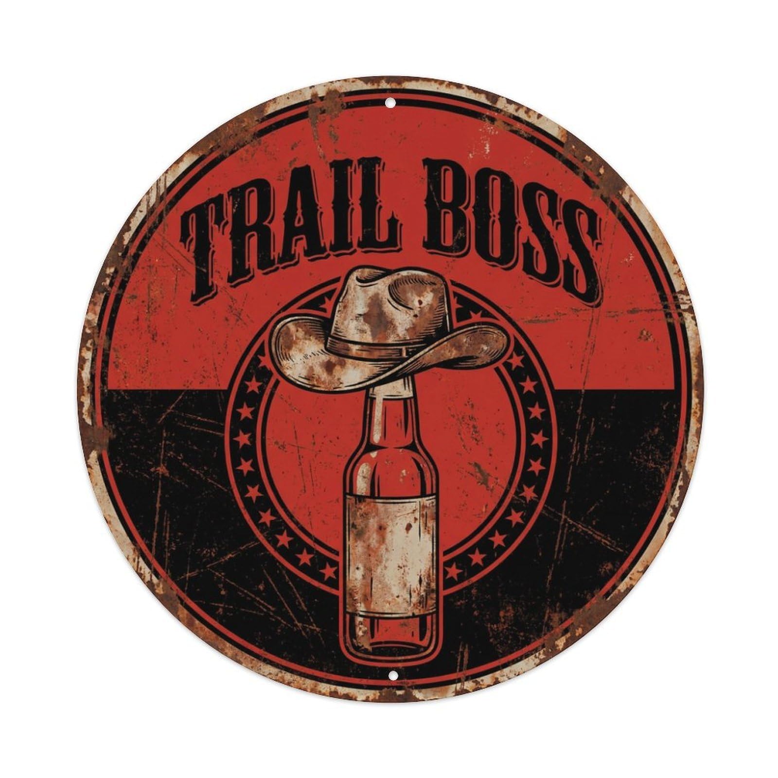 Vintage Beer Western Cowboy Trail Boss Retro Bar for Pub Metal Tin Sign