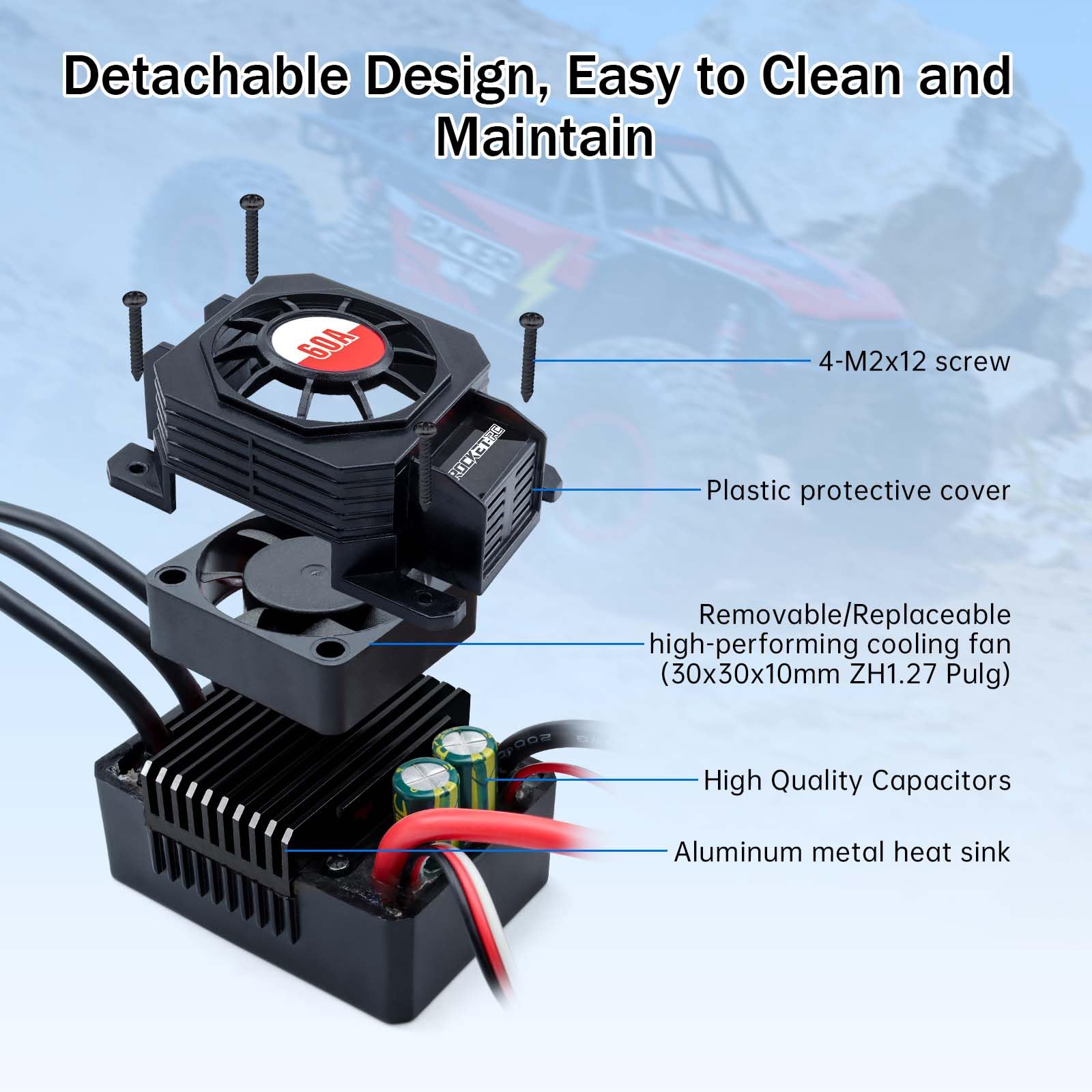 Surpass Hobby Contrôleur de vitesse électronique ESC sans balais 60 A étanche pour voiture 1/10 RC camion tout-terrain