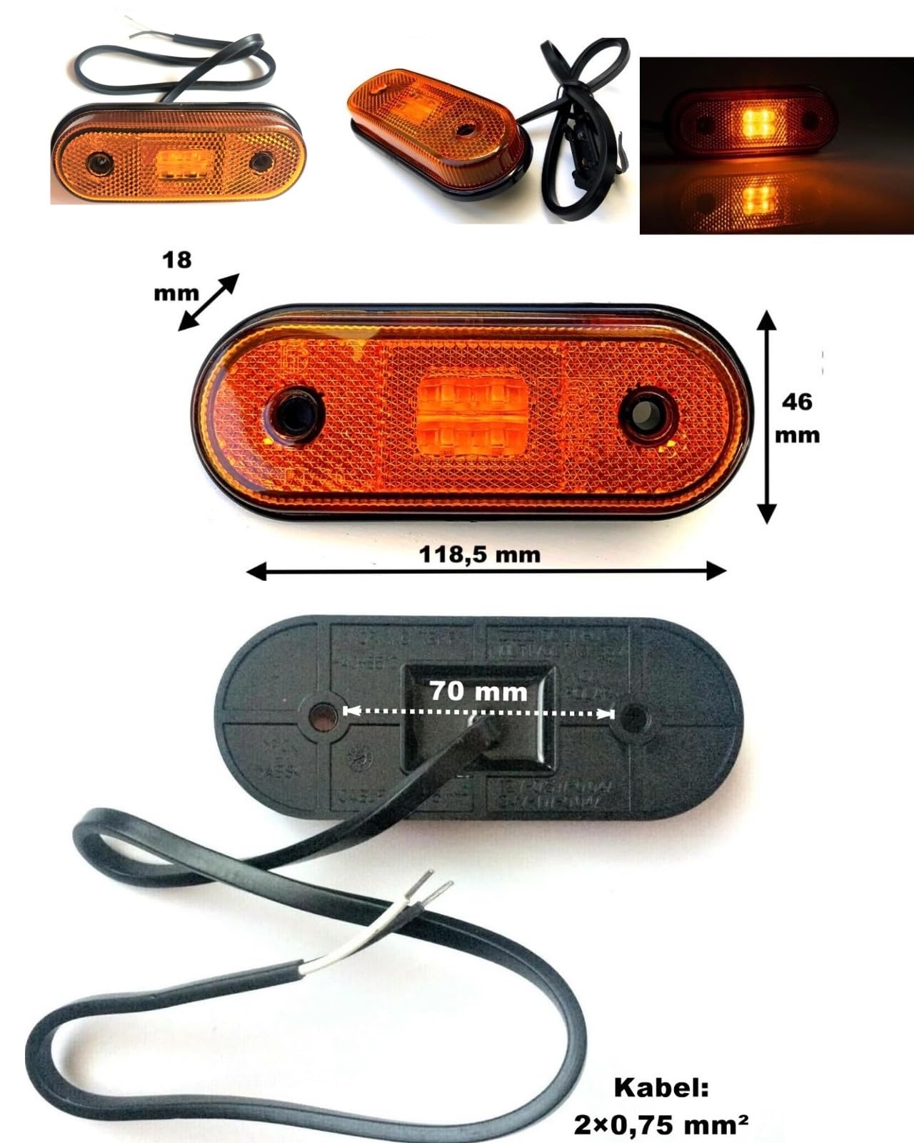 Luces Remolque LED 12V/24V 13 Polos Kit con 2 Pilotos Traseros Intermitente Dinámico 6 Luces de Posición Cable 5m-9m para Remolque Caravana Autocaravana