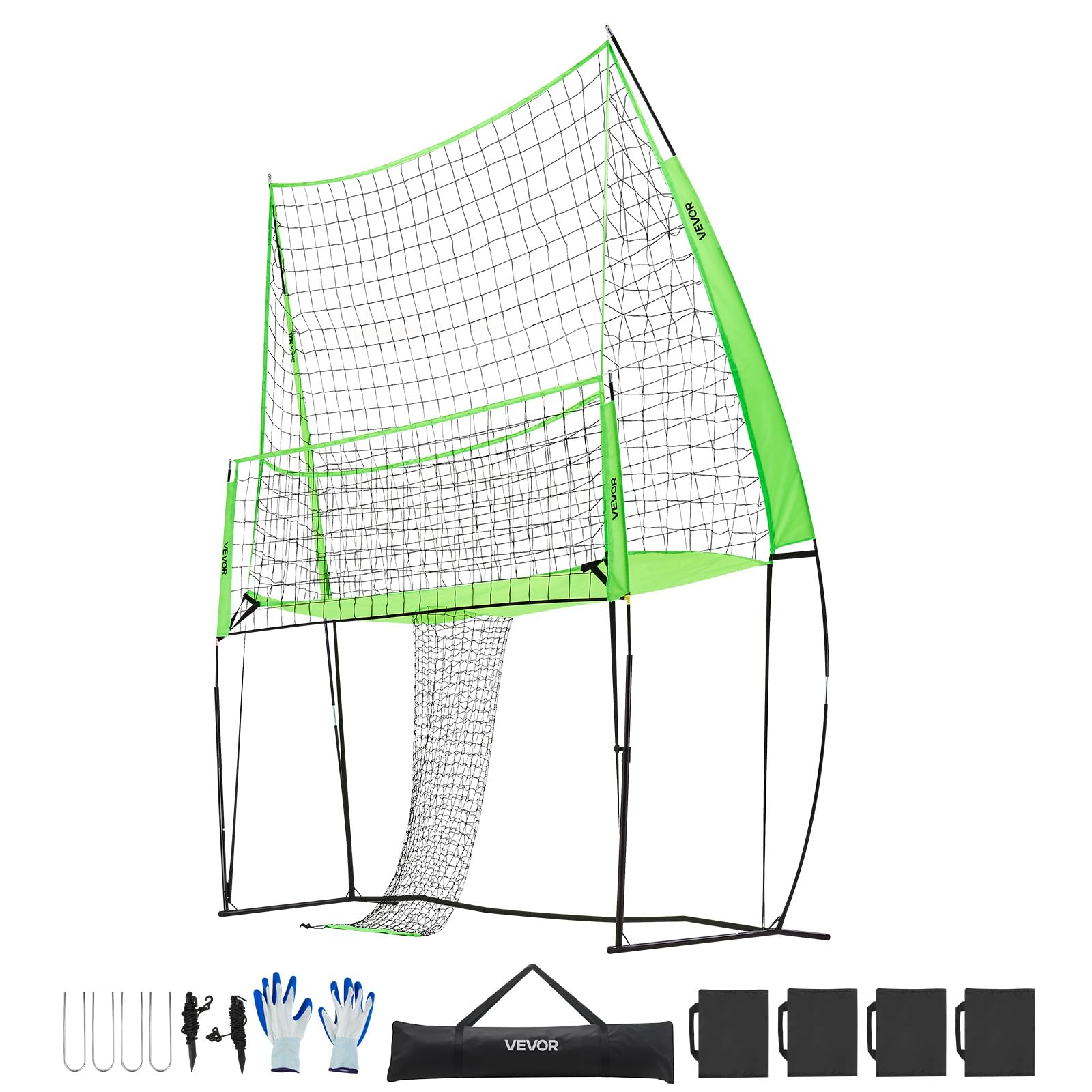VEVOR Volleyball-Trainingsnetzsystem – höhenverstellbares Netz mit Ballrückführung, tragbar, 2,44 x 3,35 m