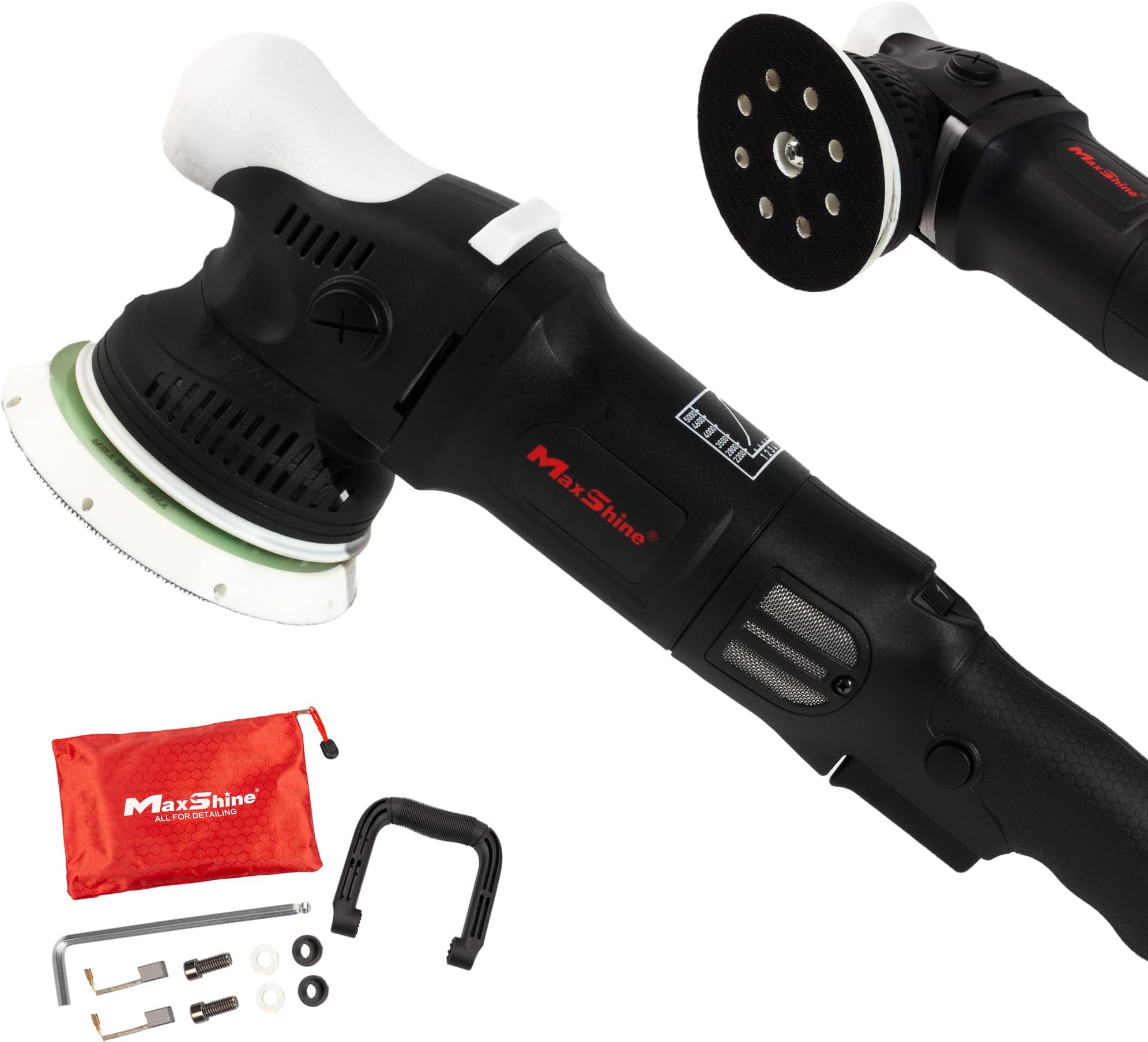 Maxshine M15 Pro Dual Action Polisher – 15mm Long Throw, 1000W Power, 5″ Backing Plate, Variable Speed 2,500–5,000 OPM, Low Vibration Ergonomic – Professional Car & Marine Paint Correction Buffer