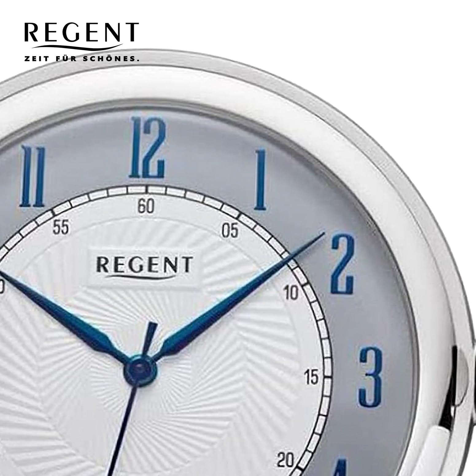 REGENT Savonnette Montre de poche pour homme avec couvercle à rabat chromé 50 mm à quartz blanc et cadran gris chiffres arabes