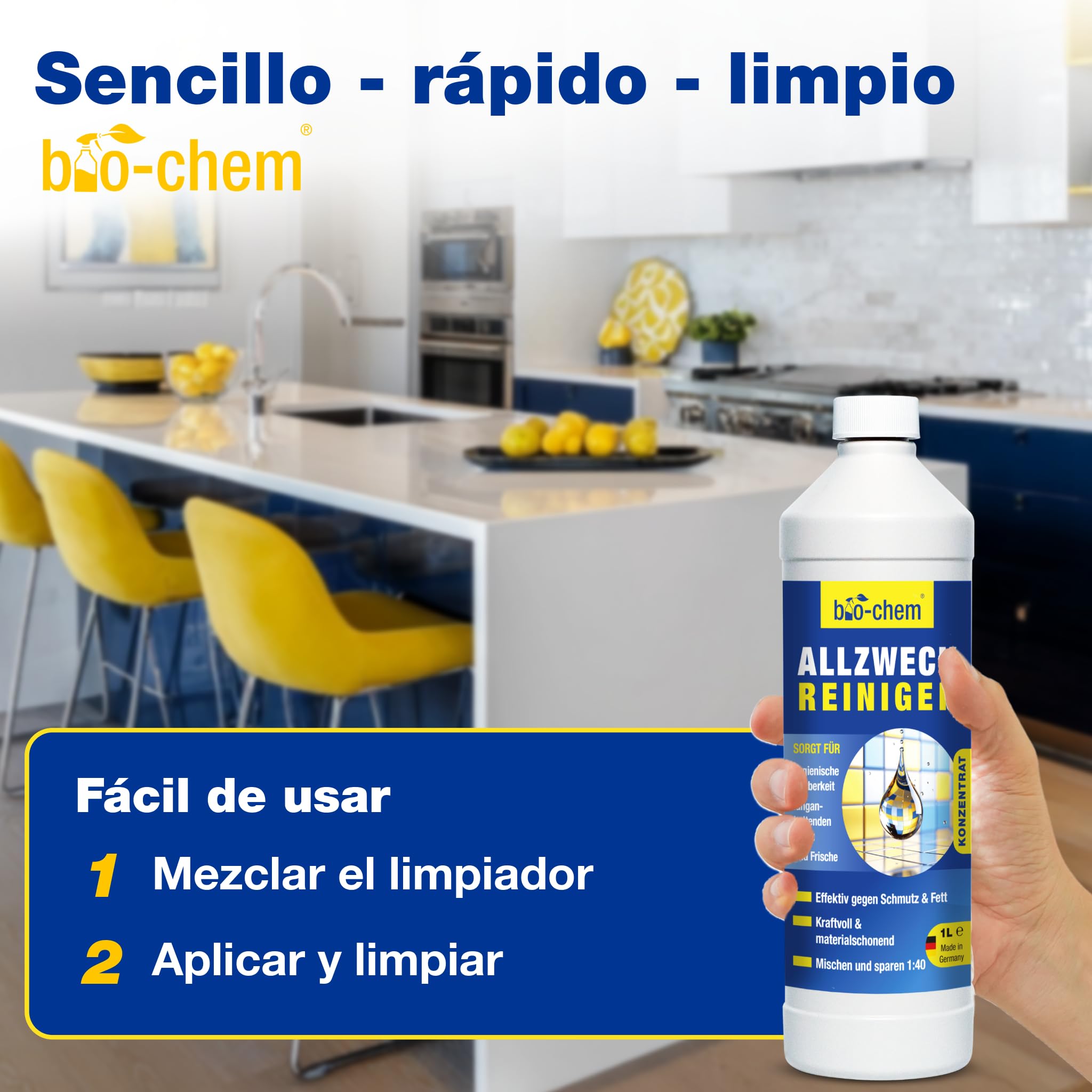 bio-chem Limpiador multiusos concentrado 5L | Limpiador multisuperficie para el hogar: limpiador universal para todas las estancias de la casa