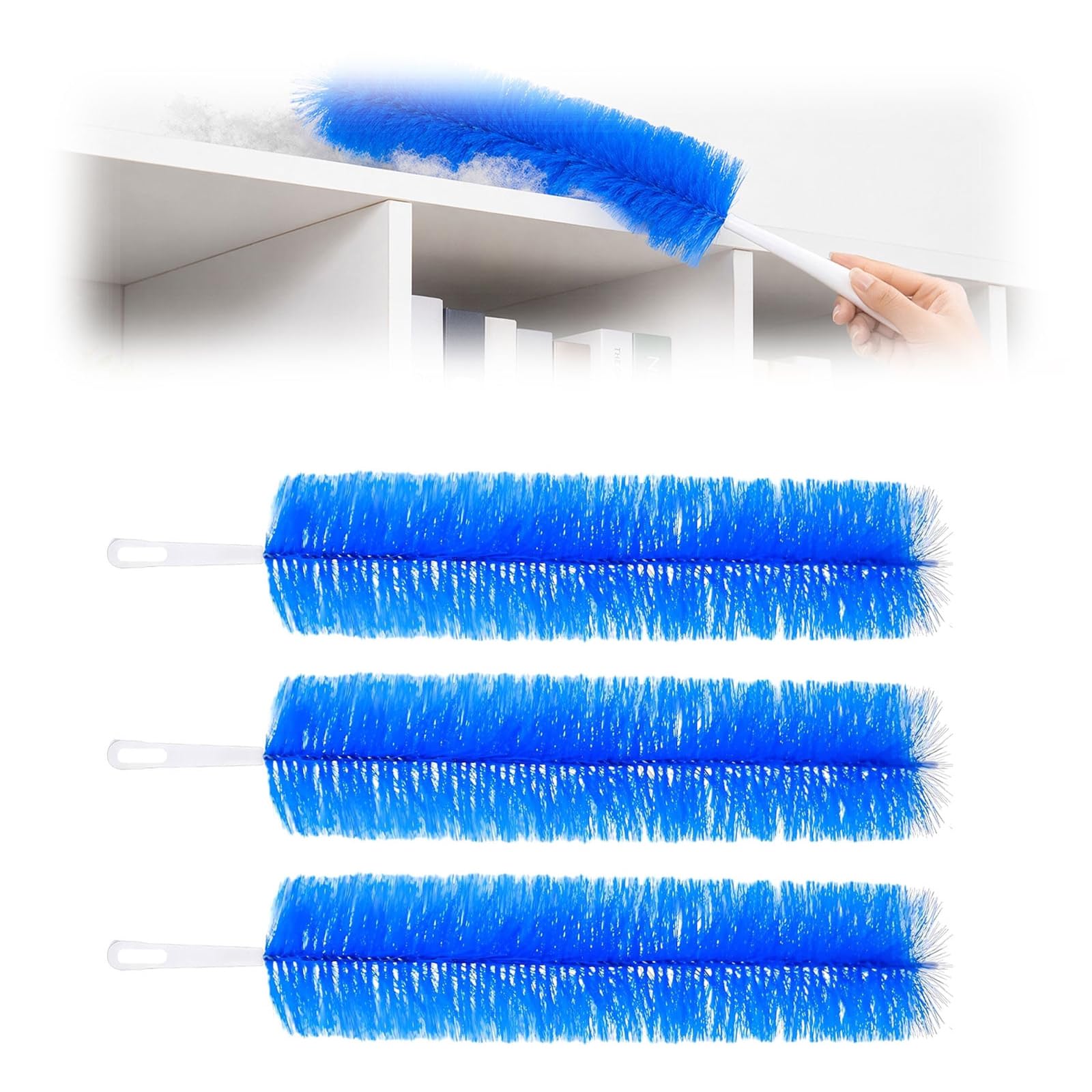Cepillo limpiador de abanico, plumero de microfibra para persianas, cortinas, rejillas de ventilación y electrodomésticos, diseño largo y delgado para espacios reducidos, herramienta lavable para