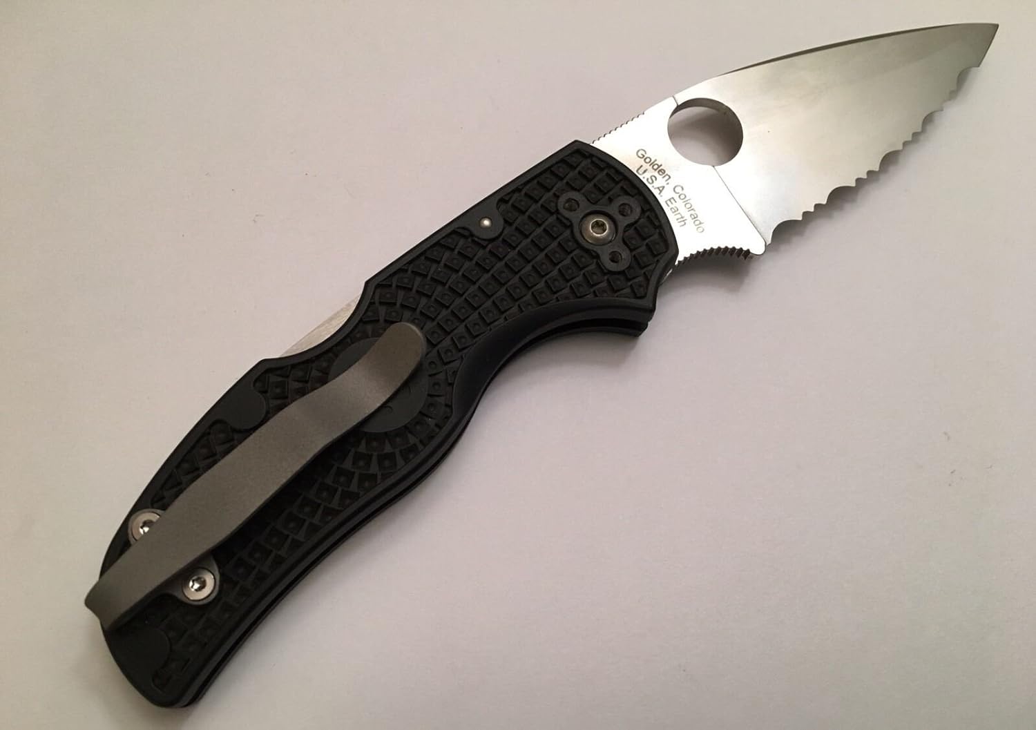 Bead Blasted Titanium Deep Carry Pocket Clip for Spyderco Native 5 FRN Lightweight C41PBK5 C41SBK5 C41PPN5 C41PDBL5