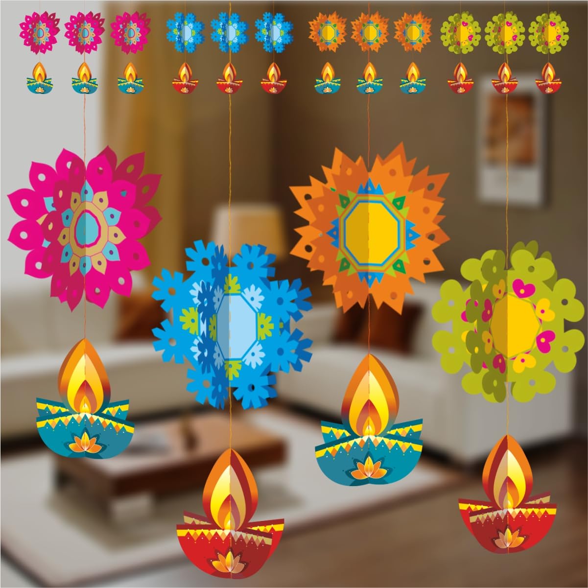 Shree Space - Unique Lantern (UL) (Pack of 12) Festive Paper Hanging for Home & Office Decor All Festival Diwali, Navratri, Durga Pujan,Christmas & New Year Gift | Corporate Gift