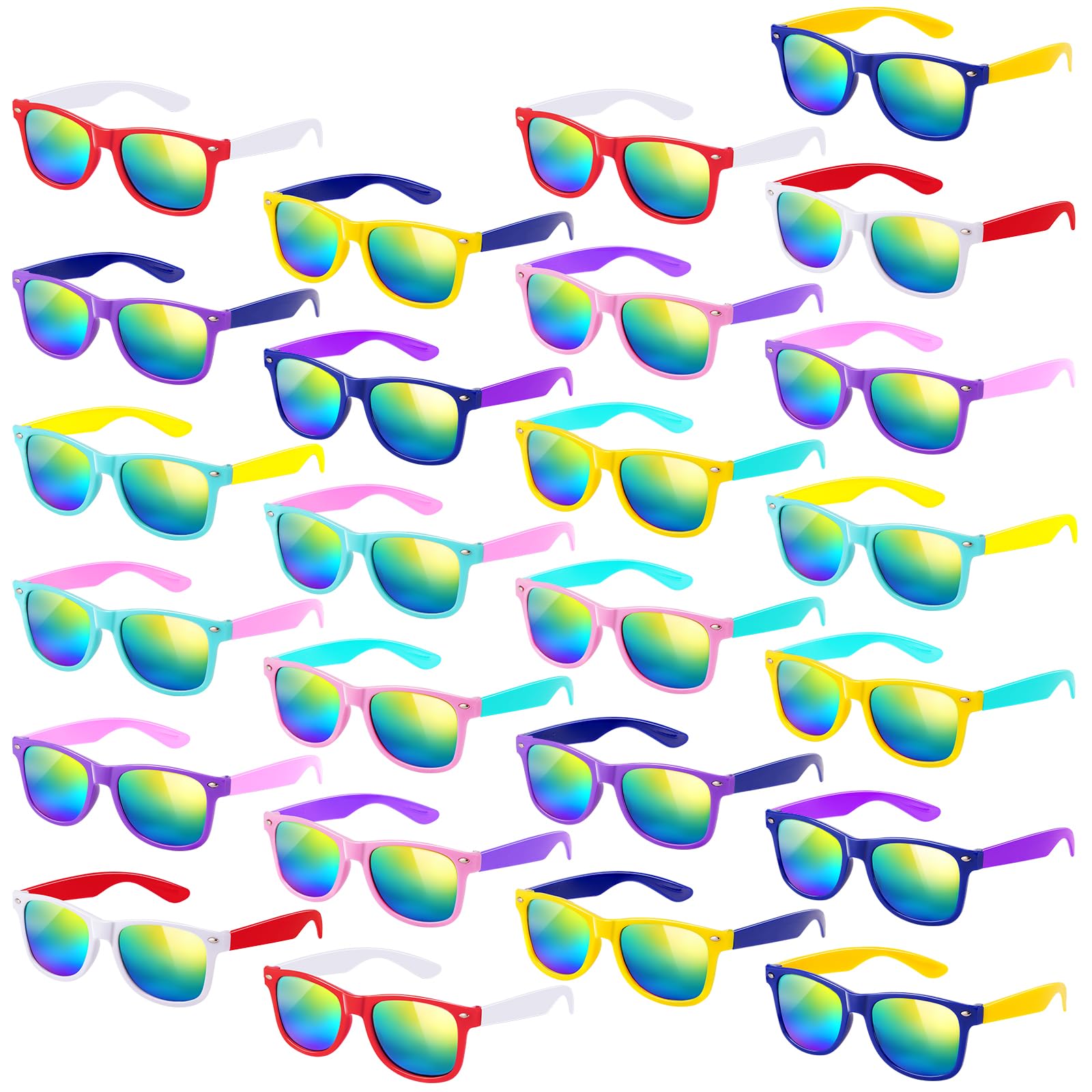 SCIONE 24 Pack Kids Sunglasses Bulk Neon Colors Sunglasses Party Bag Fillers for Kids Party favours for Birthday, Beach Pool