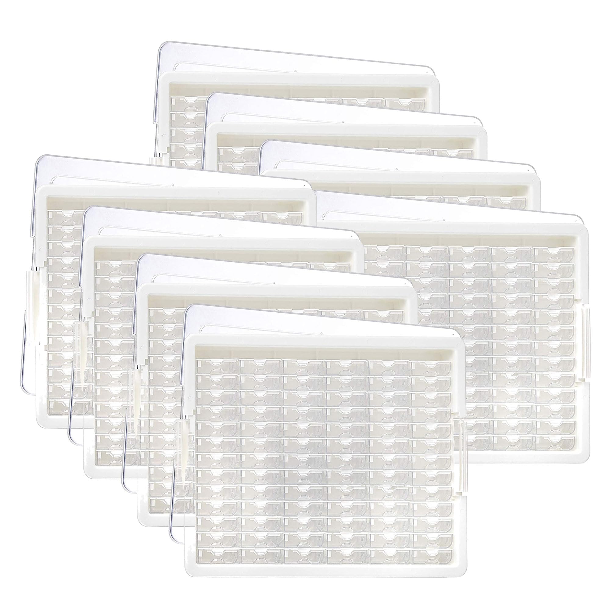 Elizabeth Ward Plastic Tray and Bead Organizer, 78 Containers of Various Sizes, Tray, and Lid for Beads, 8 Pack, Clear