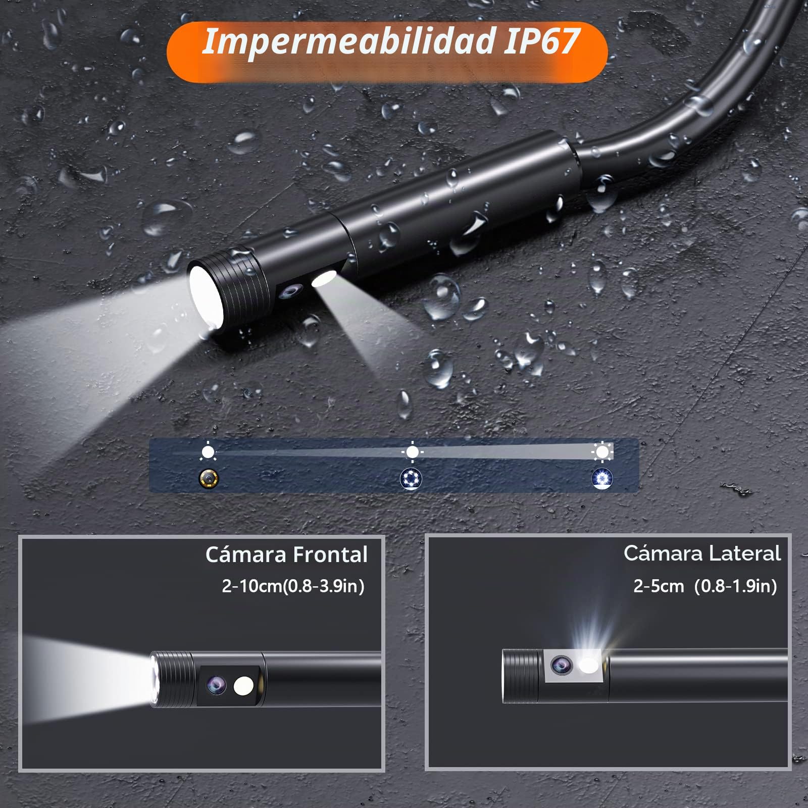 Endoscopio Industrial de Doble Lente, SGAINUL Cámara de Inspección Pantalla IPS de 5 Pulgadas, Endoscopio Industrial con 6+1 LED, Cámara Impermeable IP67 de 8mm, Tarjeta de 32 GB (10 M)