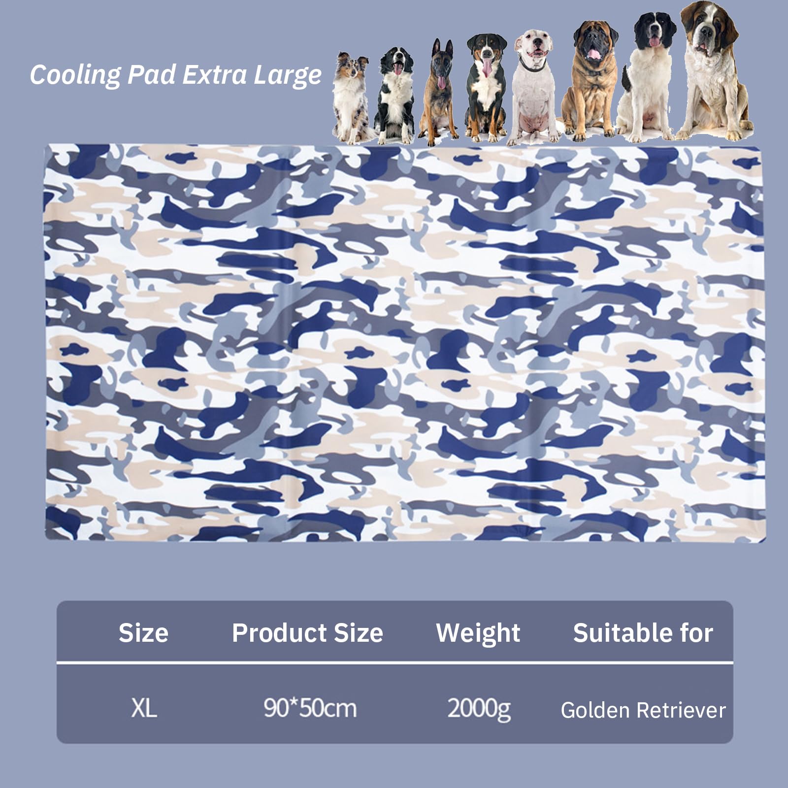 Tappetino Refrigerante per Cani E Gatti Tappeto Rinfrescante in Gel Non Tossico Materassino Raffreddamento per Animali Perfetto per Cani E Gatti in Estate,XL 90x50cm