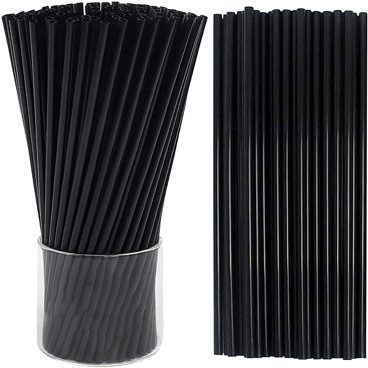 KASTWAVE 8.3 Inches (About 21cm) Plastic Straws, Disposable Straws, Degradable Straws (500 PCS,In Bulk, Black)