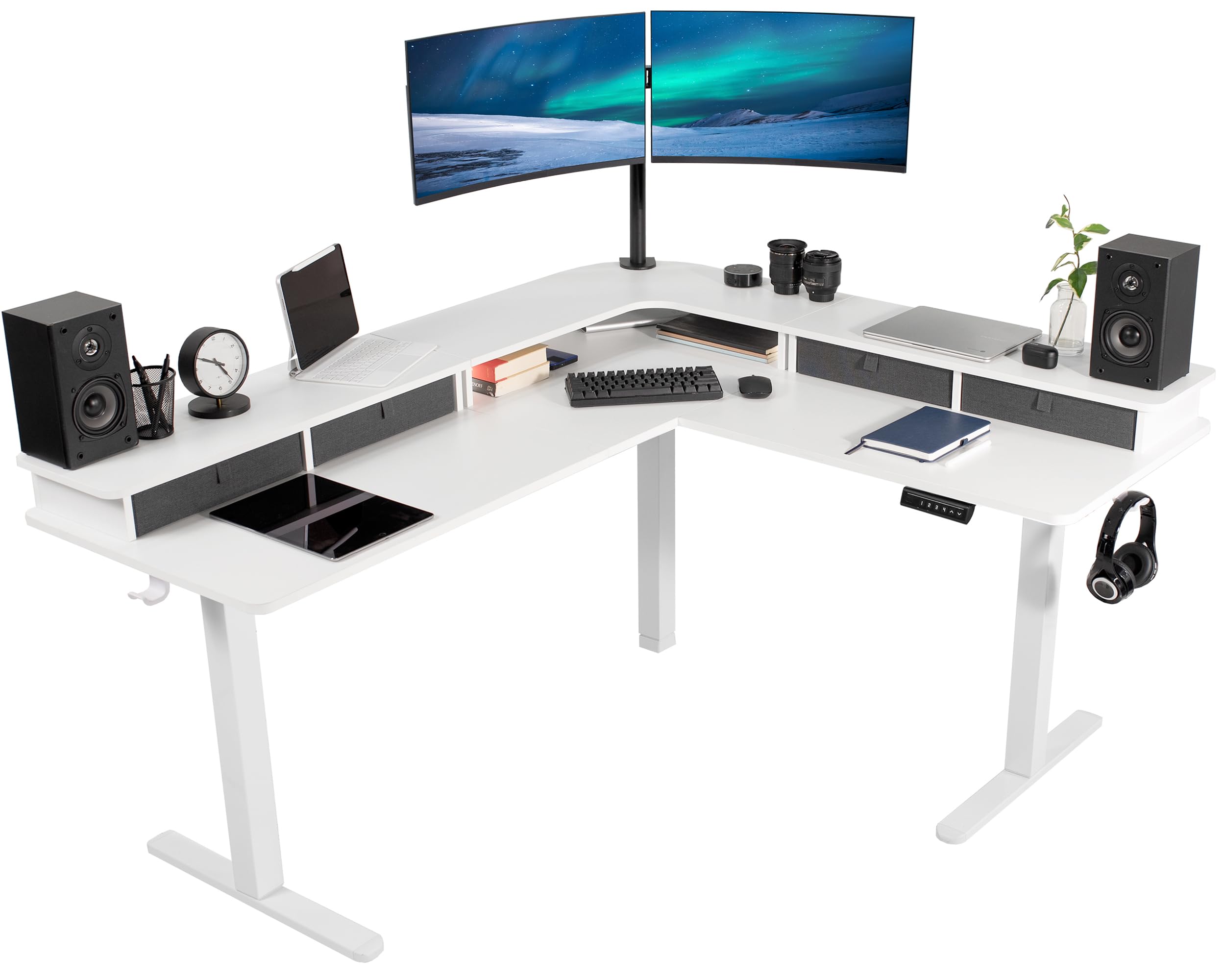 VIVO Electric 63 x 55 in Corner Standing Desk with Memory Presets