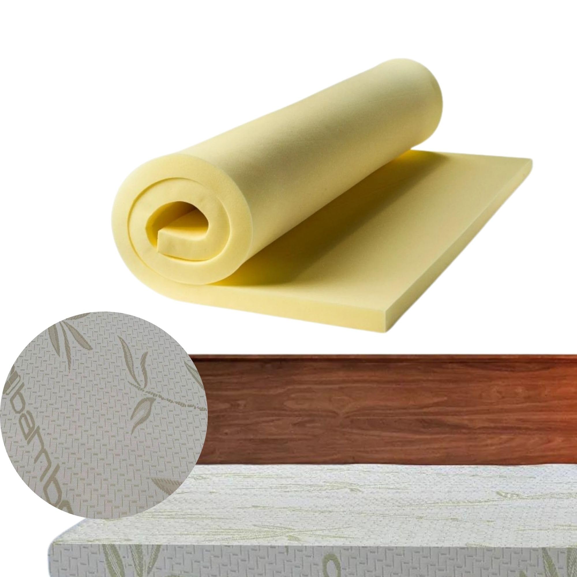 Bamboo Memory Foam Mattress Pressure Relief Topper with Removeable Zipped Cover. All Depths 1" Small Single 75x190 cm (2ft6)