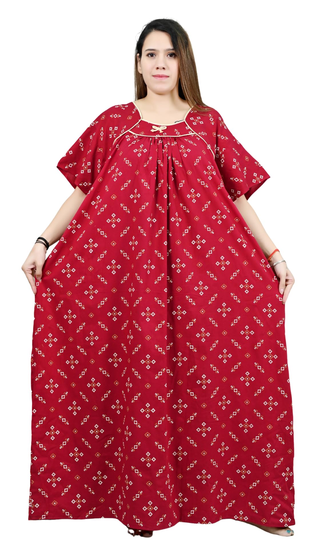 Plus Size Cotton Nighty for Women | Full Gheer Maxi Gown (5XL-10XL)-image-39