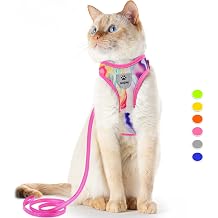 Supet Cat Harness and Leash Set Stylish Escape Proof Cat Vest Harness Adjustable Breathable Pet Leash with Reflective Trim