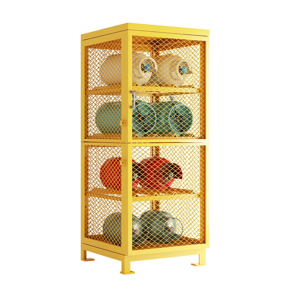 Yeeoy 30" L x 30" W x 71.7" H Horizontal Cylinder Storage Cabinet, 8 Cylinder Capacity, Propane Tank Storage Cage, Steel Safety Gas Cylinder Cabinet with Lockable Doors, Yellow Powder Coat Finish