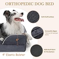 Vista 15 de Comfort Expression Cama ortopédica para perros extra grandes de 45 x 35 pulgadas, cama para mascotas XL de espuma tipo caja de huevos impermeable