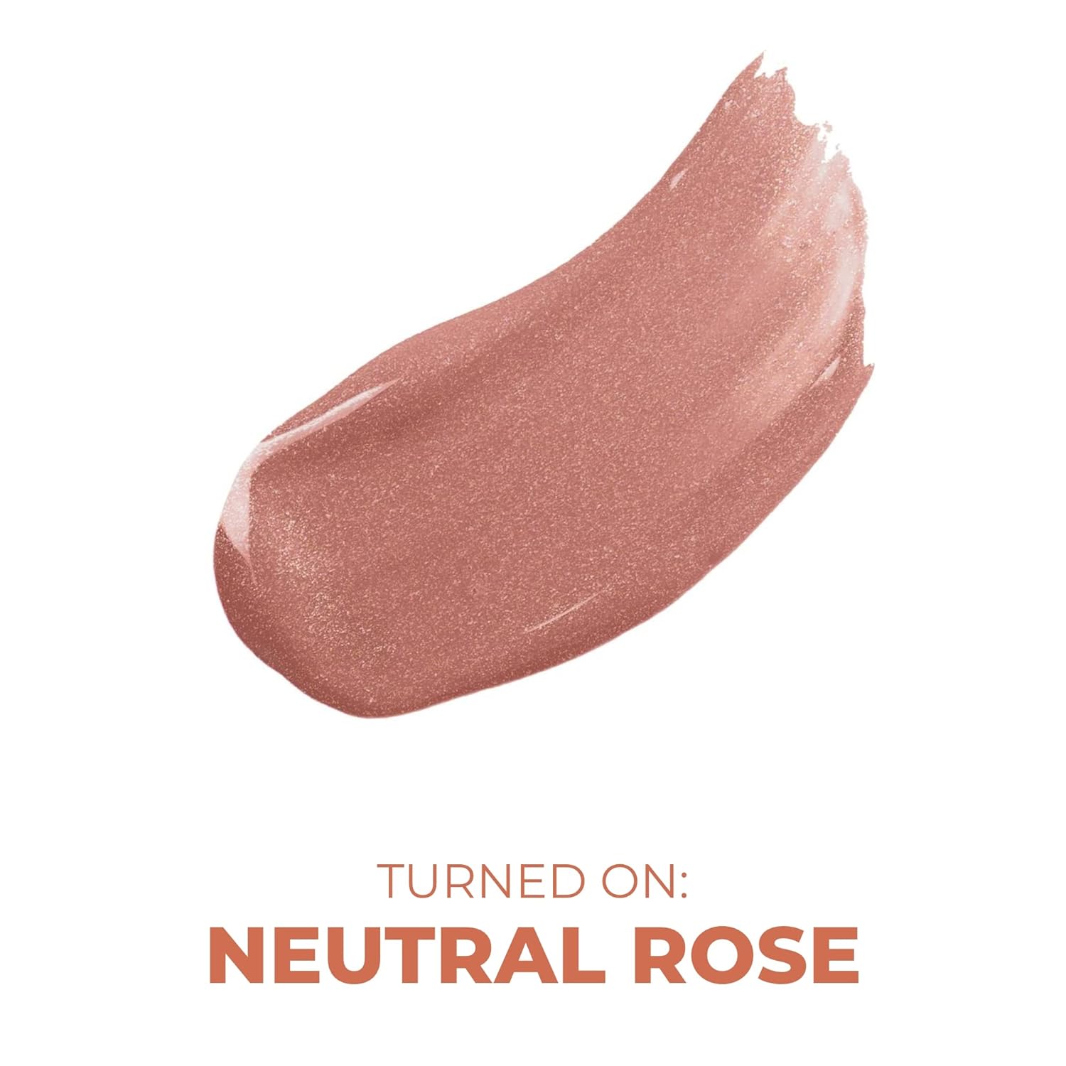 Beauty For Real Lip Gloss + Shine, Turned On - Neutral Rose - Non-Sticky Plumping & Hydrating Gloss - Light & Mirror In Cap - Contains Marine Collagen - 0.15 fl oz