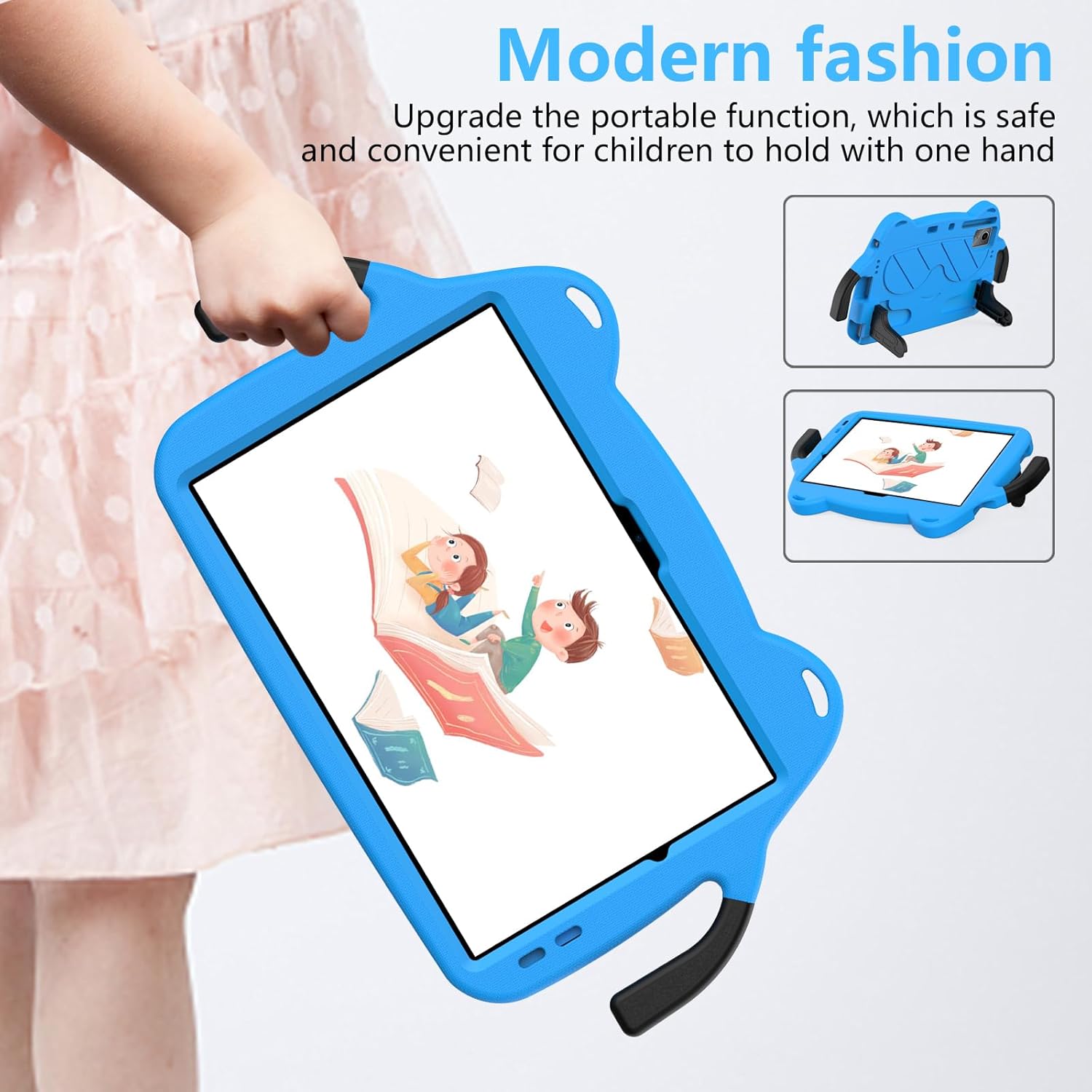 for Lenovo Tab M8 4rd Gen (TB-300FU/XU) / M8 2nd/3rd (TB-8505F/TB-8705F/TB-8506F) Kids Case,Lightweight EVA+PC Kid Friendly Shockproof Stand Protective Case, with Handle + Shoulder Strap(Blue)
