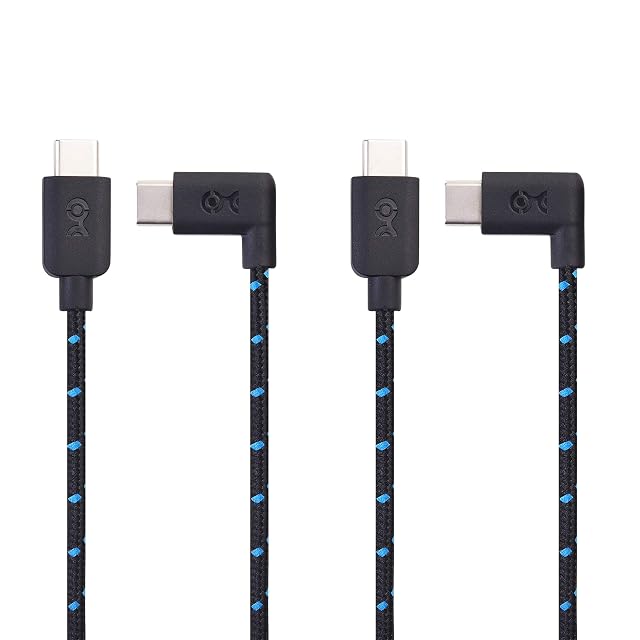 Cable Matters 2-Pack Right Angle USB C Cable 1m with up to 3A/60W Fast Charging 1 metre - For Galaxy S20, S20+, Note 10, Note 10+, Google Pixel 4, Google Pixel 4a, and More