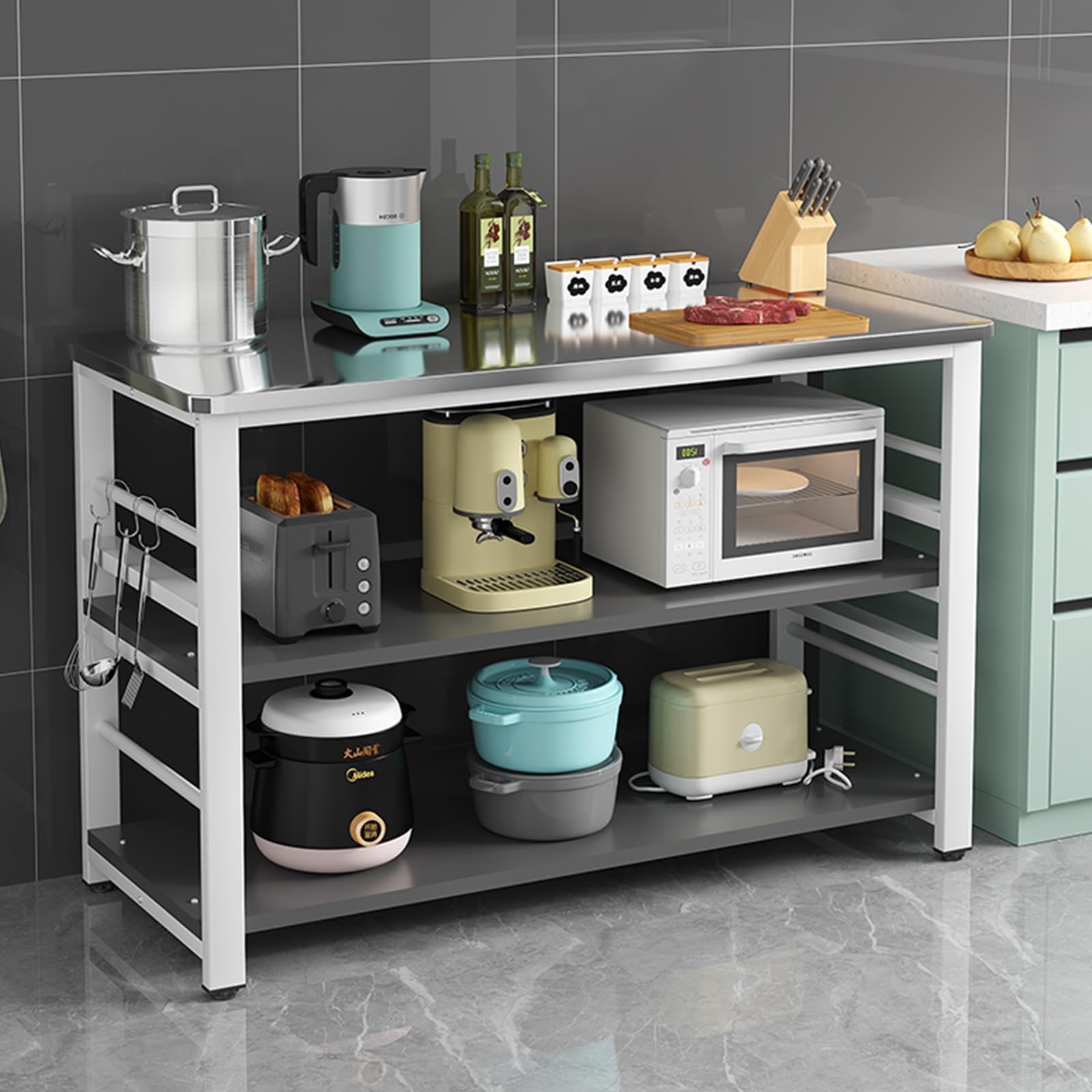 Scaffale per Panetteria da Cucina, Tavolo per la Preparazione degli Alimenti, Tavolo da Lavoro per Cucina per Uso Domestico, per Ristorante, Azienda, Magazzino, Casa, Cucina (Size : 80x50x100cm