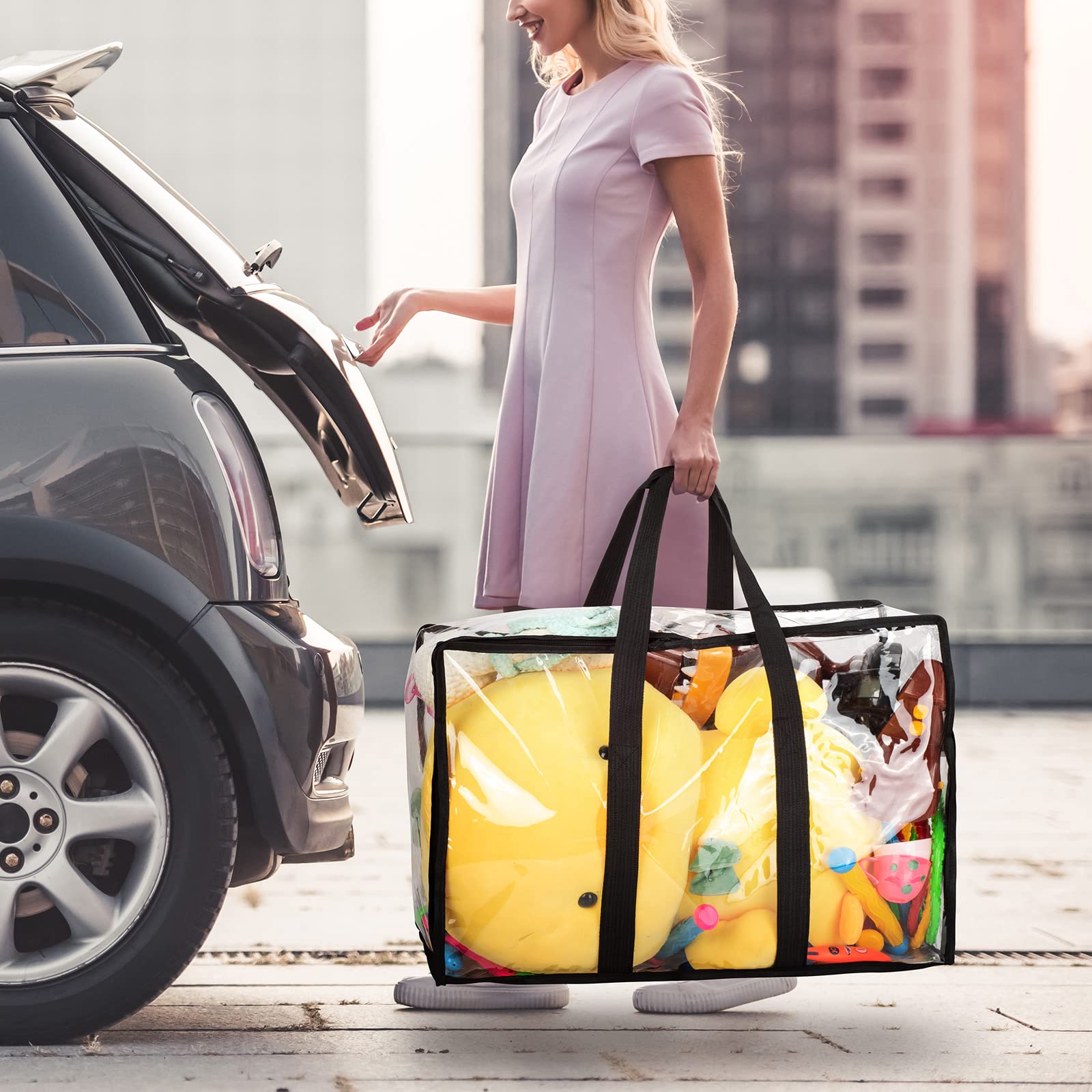 Lot De 4 Sacs De Rangement Pour Vêtements Sous Le Lit, Bacs De Rangement Pliables Avec Fenetres Transparentes Et Poignees Renforcees Gris 92015760