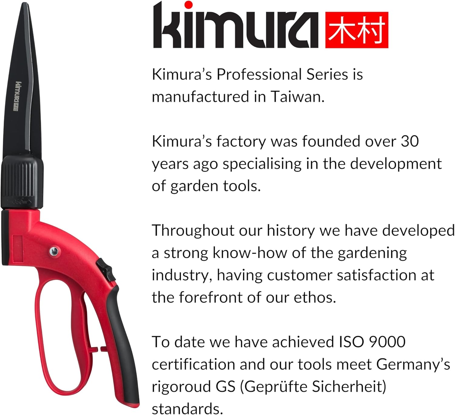 Kimura® Pro Grass Shears - Premium Lawn Shears with 360° Rotating Head, Japanese SK5 Steel Blades, Lightweight, Ergonomic TPR Coated Handles, Garden Shears for Edging and Trimming - 15" Grass Clippers - Image 7