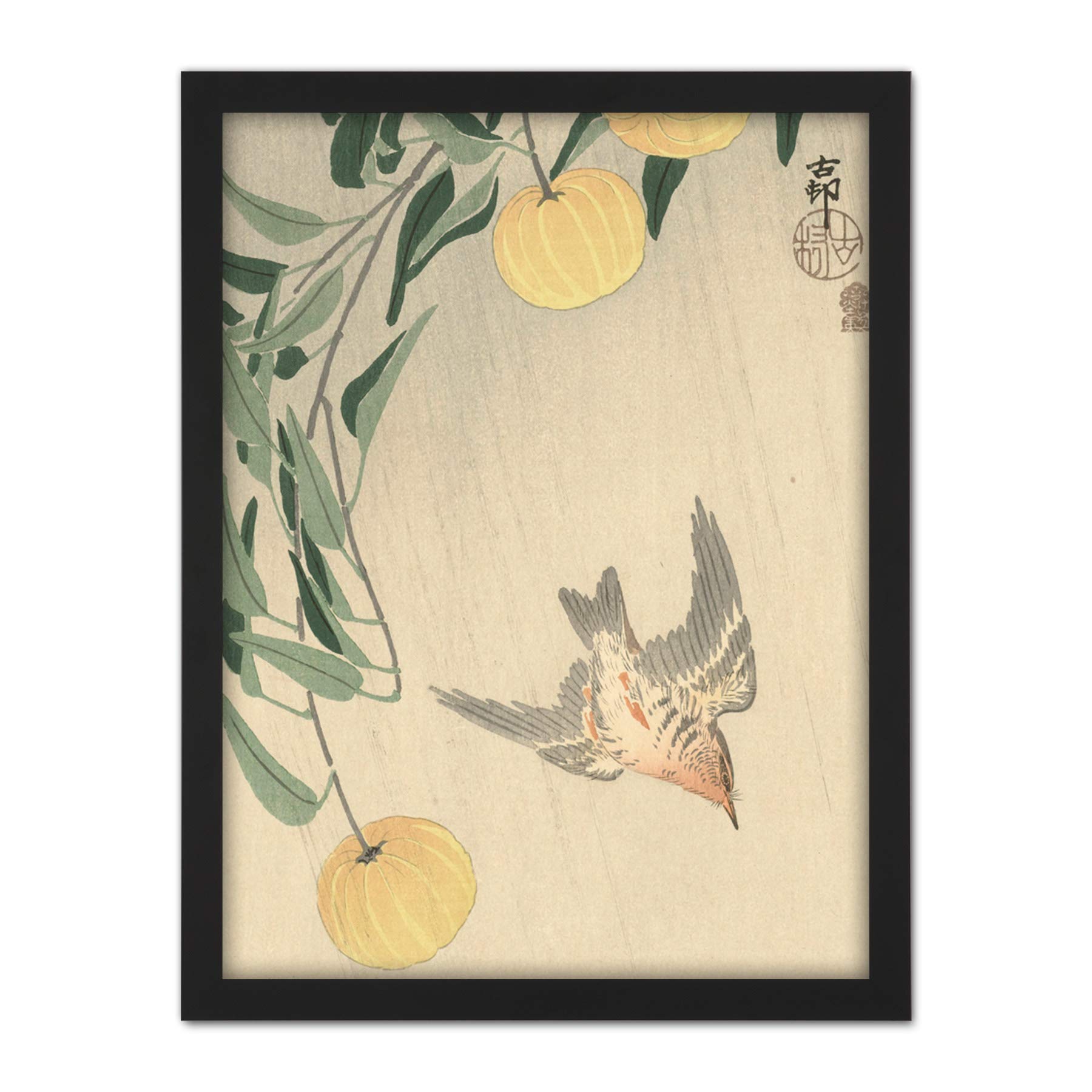 Artery8 Ohara Koson Cuckoo In The Rain Japanese Painting Artwork Framed Wall Art Print 18X24 Inch