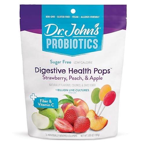 Dr. John's Caramelos sin azúcar, paletas digestivas saludables con cero azúcar, aperitivos bajos en calorías, aptos para dieta cetogénica, sabores