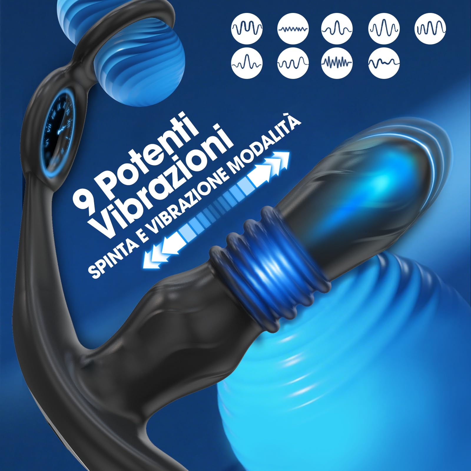 Vibratoreper Uomo Dildo Anale Prostata con Anello per Pene, 3 in1 Plug Anale-dilatatore Uomo Donna Massaggiatore Prostatico 9 Modalità Sexytoys Uomo Sex Toys Sessuali per Uomini Plug Anale Vibrante