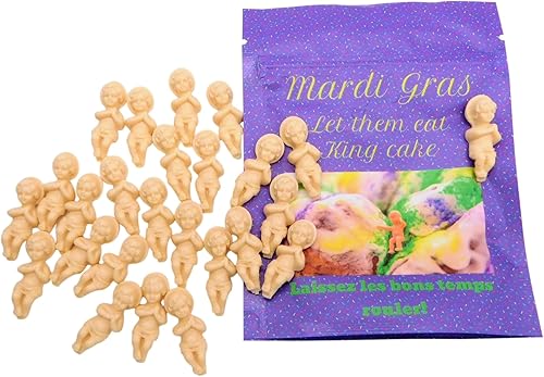 Miniatura 2 de King Cake - Figura de bebé Jesús a granel en una bolsa de recuerdo temática de Mardi Gras de Nueva Orleans, paquete de 25