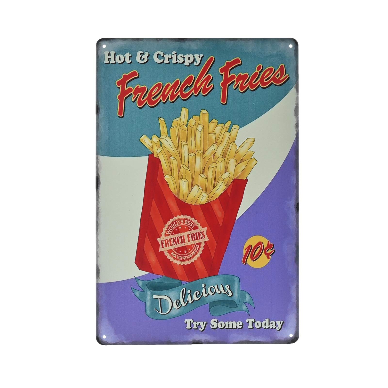 SMAZDFXX Vintage Metal Sign - French Fries Fast Food Shop Tin Sign Wall Decor Prints 12"x16"