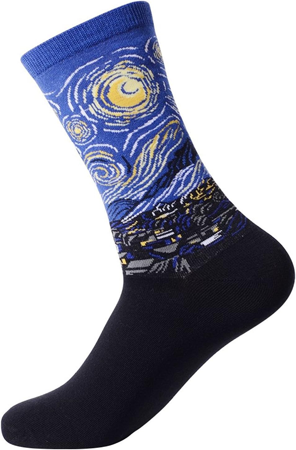 YUSENPET Men&Women's Artwork Print Crew Socks, Alternative Novelty High Dress Socks Cotton, One Size