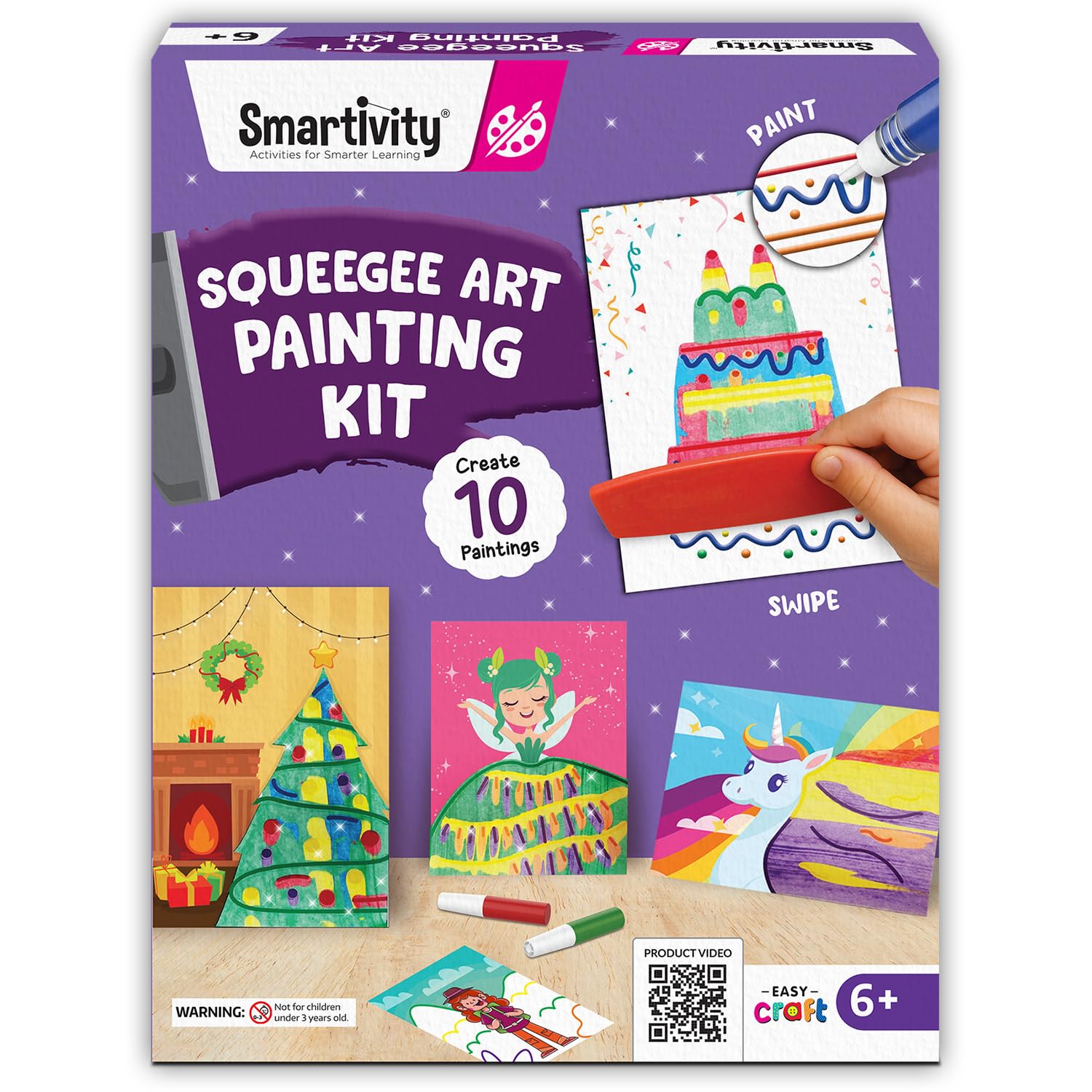 Smartivity Squeegee Art Painting Kit for Kids 4-8 Years - DIY Swipe & Swirl Canvas Painting Set - Make 10 Colorful Art Sheets - Creative Birthday Gift for Boys & Girls-image-3