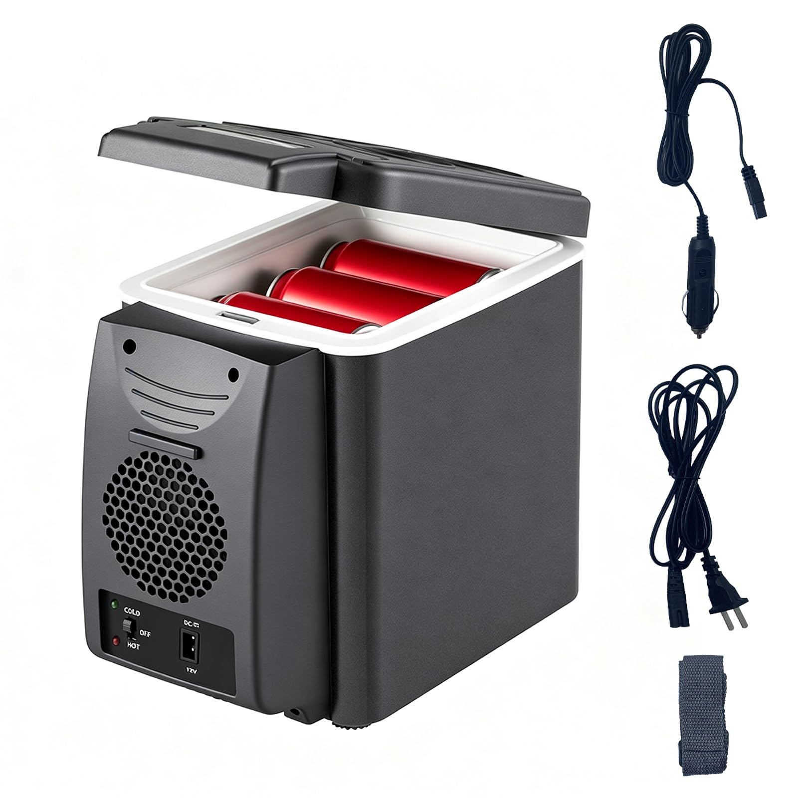 Mini Glacière Électrique 6L Voiture avec Porte-gobelets, Refroidit & Chauffe