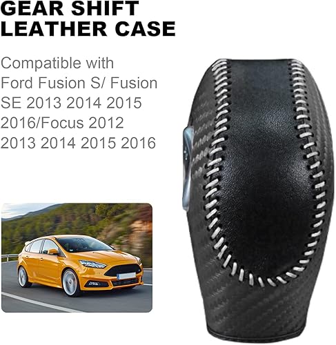 Miniatura 2 de EATAKWARD Funda para perilla de palanca de cambios de fibra de carbono PU para Ford Focus 2012 2013 2014 2015 2016 Ford Fiesta 2014 2015 2016 Ford