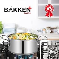 Vista 8 de Olla de acero inoxidable con tapa de 2 cuartos, acero inoxidable 18/8 duradero, base con unión por impacto para calentamiento uniforme, asas