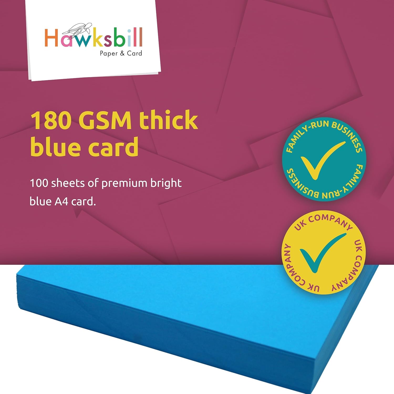 Hawksbill A4 Bright Blue Card – 180 GSM Premium Blue Cardstock, Pack of 100 | Ideal for Arts, Crafts, Printouts, Stationery, and DIY Projects 6