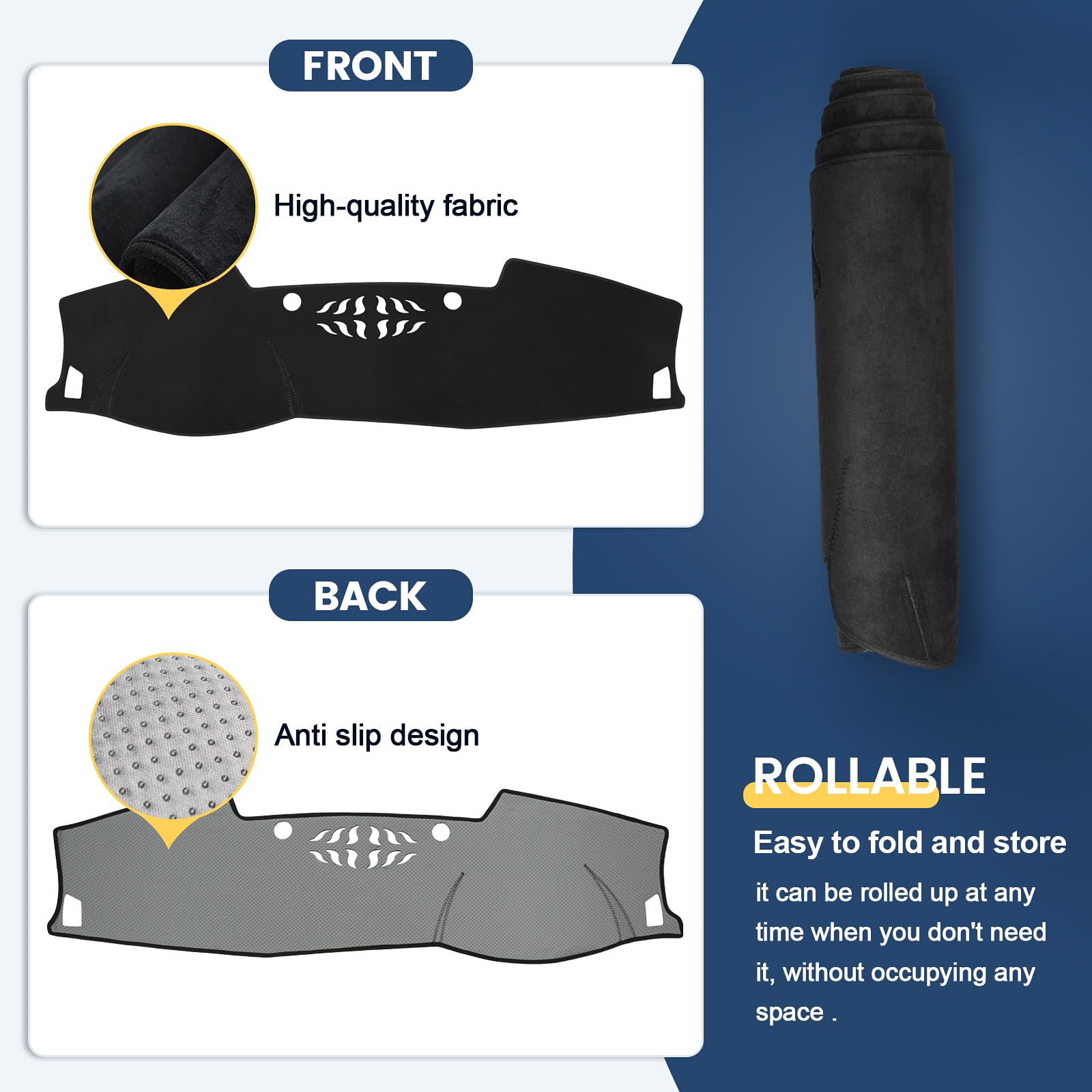 Alfombrilla para salpicadero de Coche de Ajuste Personalizado para Kia Seltos 2021-2023 2024, Cubierta Antideslizante para salpicadero, Protector contra el Sol, Color Negro