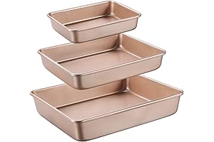 Deep Baking Pans Sets Nonstick Baking Sheets for Oven Bakeware Rectangular Cake...