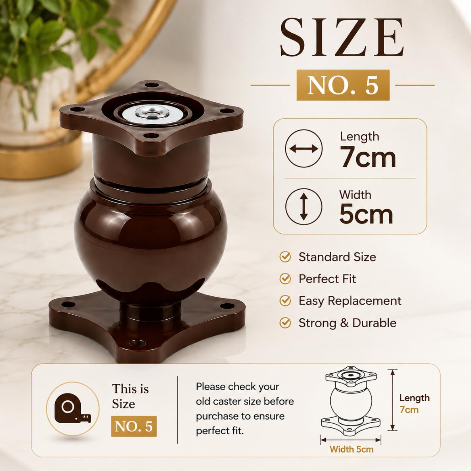 Elite Heavy Duty Wall Mounted Magnetic Door Stopper Catcher, Size 5 Number, for Main Door, Bed Room Door, and All Other Type Doors Protection, Pack of 3 (Brown) — Amazon image 2