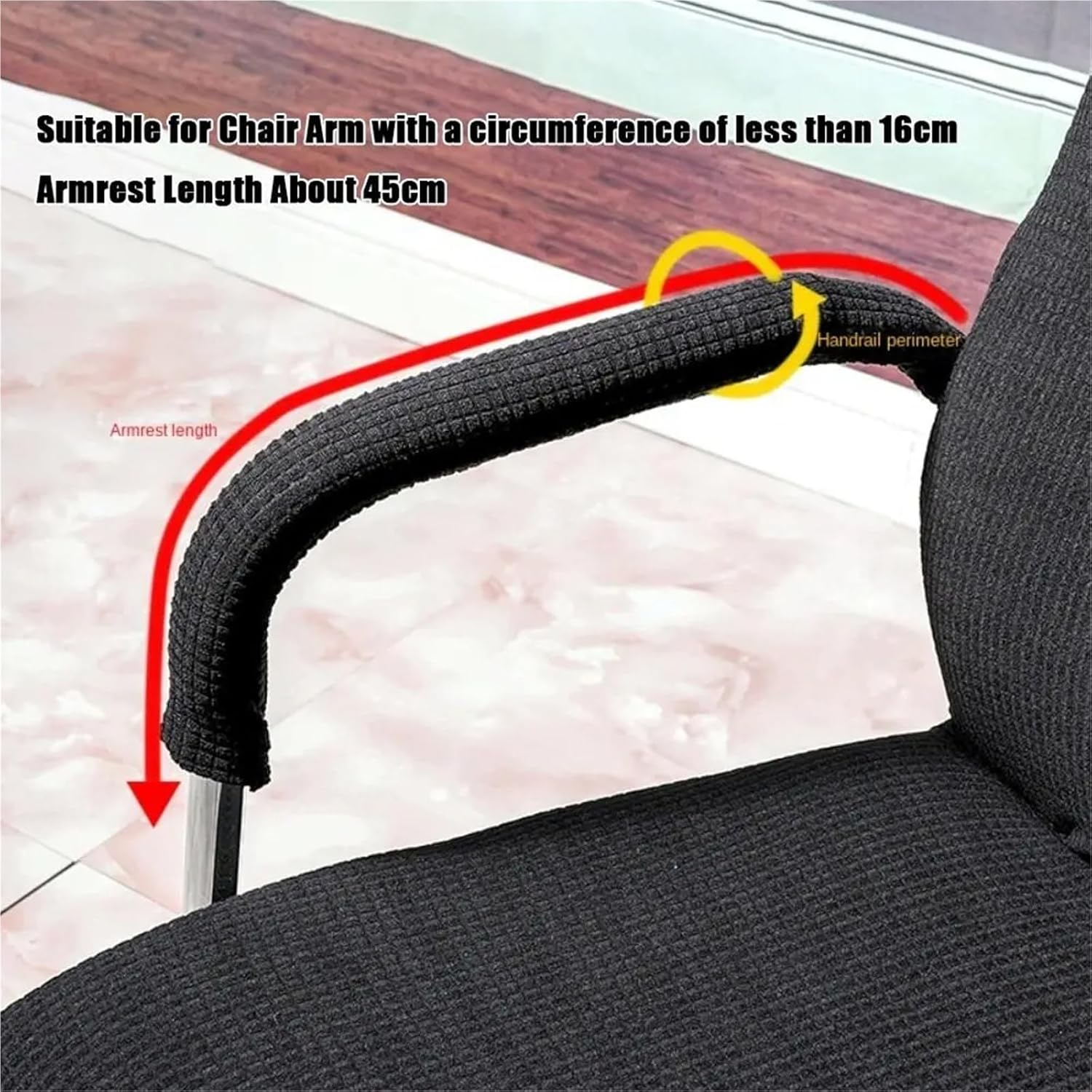 Compatible for Solid Color Zipper Armrest Covers Stretch Fabric for Office Chairs(Midnight Green)