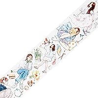 Vista 14 de WT Carefree - Cinta de PET ancha, rollo individual, diseños originales de personajes, decoración transparente para diarios, planificadores