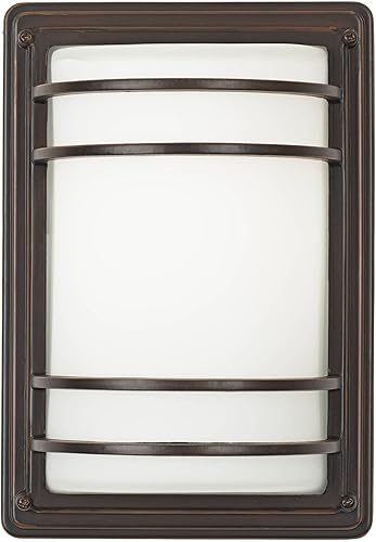 Miniatura 7 de John Timberland Habitat - Juego de 2 lámparas de pared industriales modernas para exteriores, bronce aceitado de 11 pulgadas, pantalla LED de