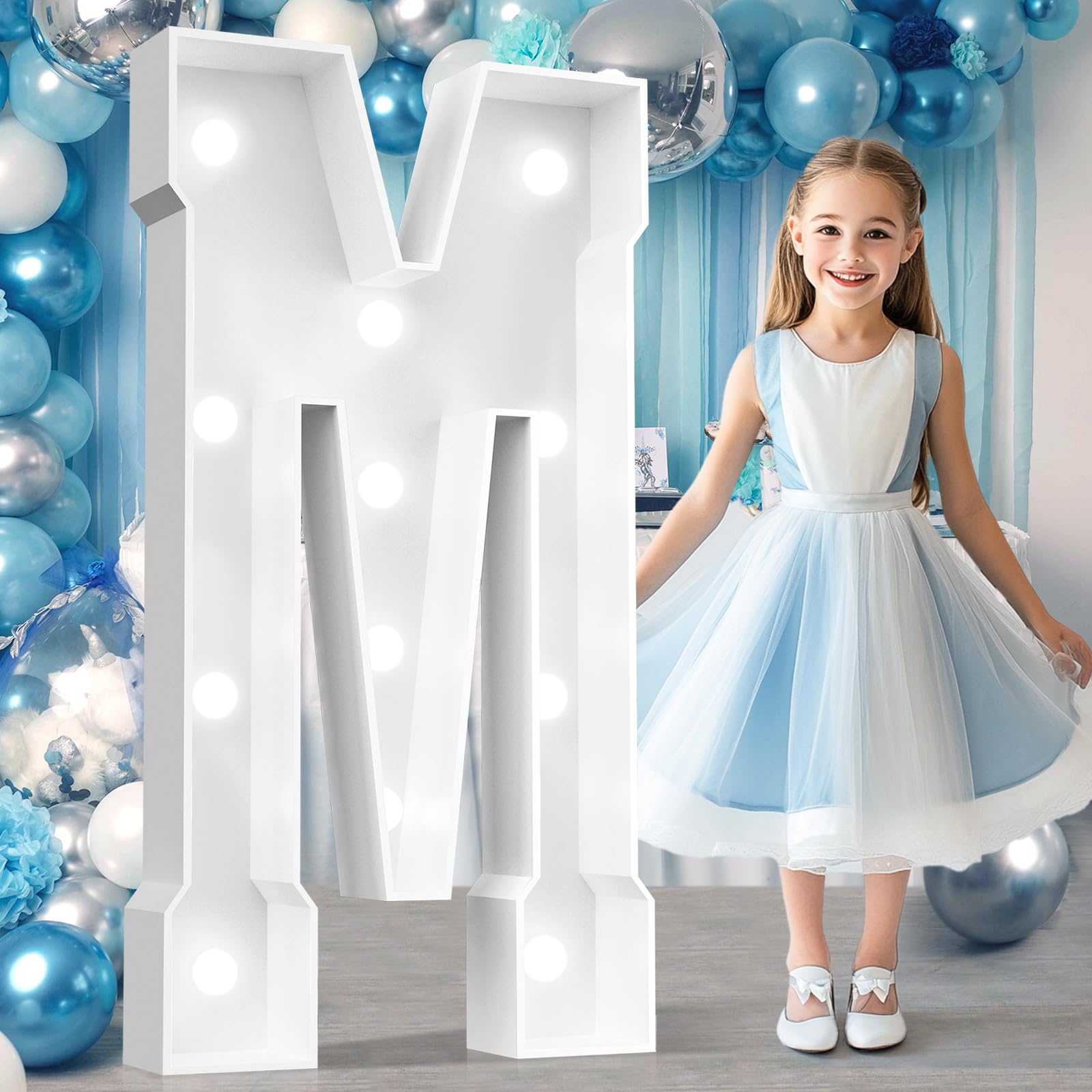 Photo 1 of [MISSING A BULB] Ledido 4FT Marquee Light Up Letters M, Easy to Assemble Cool White Marquee Letters 4 Feet Tall for Indoor & Outdoor Events, Large Lighted Letter for Birthday Graduation Baby Shower Party Decorations