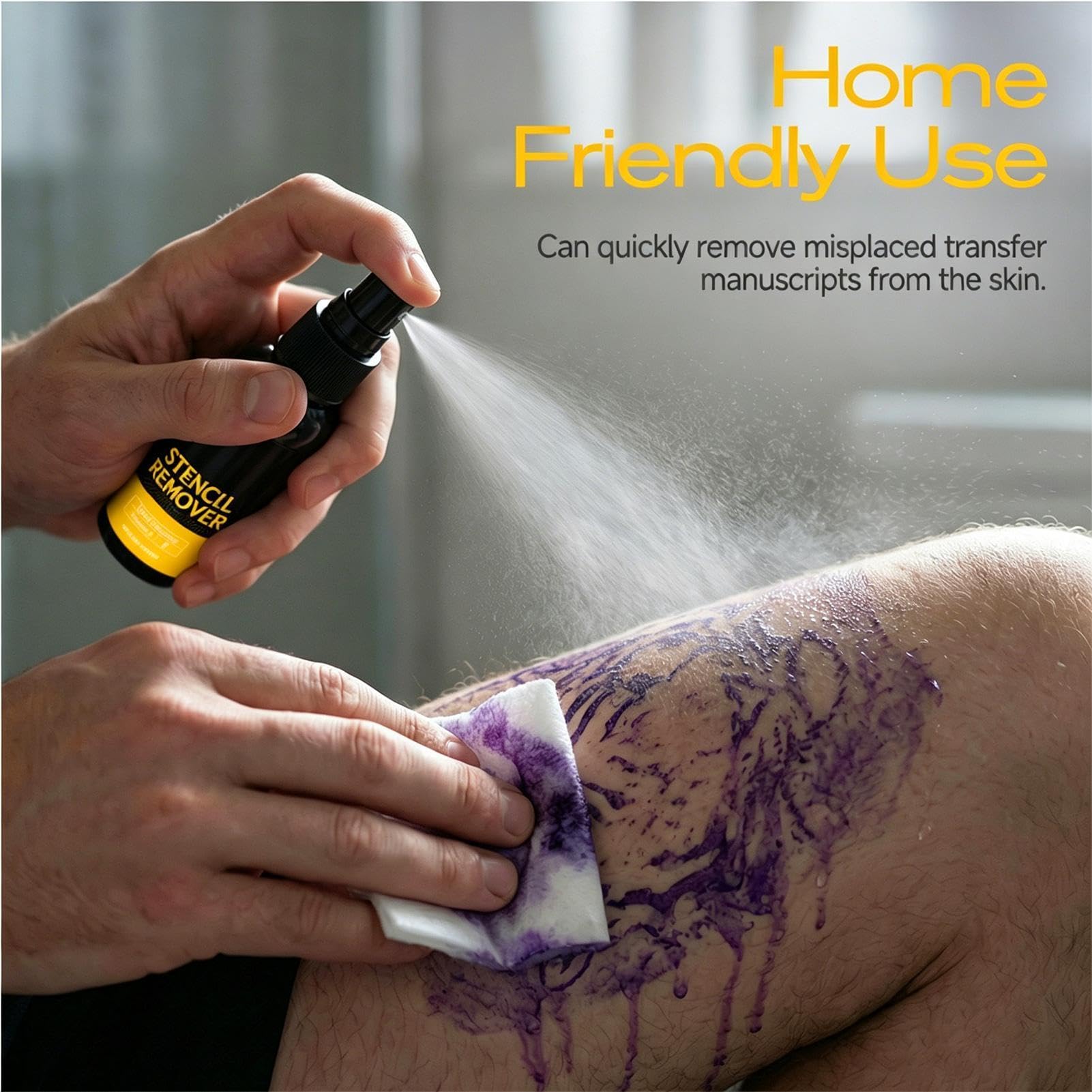 Tattort Reiniger 40 Ml Mit Sprühkopf - tattooStencil Remover, Zur Sanften Entfernung Falsch Angebrachter Stencils Auf Der Haut, Stencil Schablonen Eraser